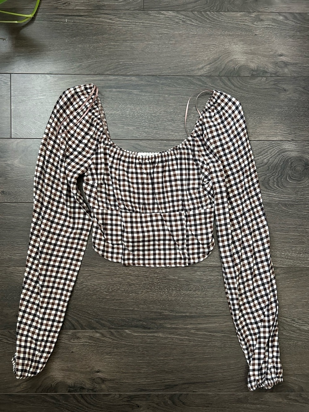 Gingham Cropped Blouse